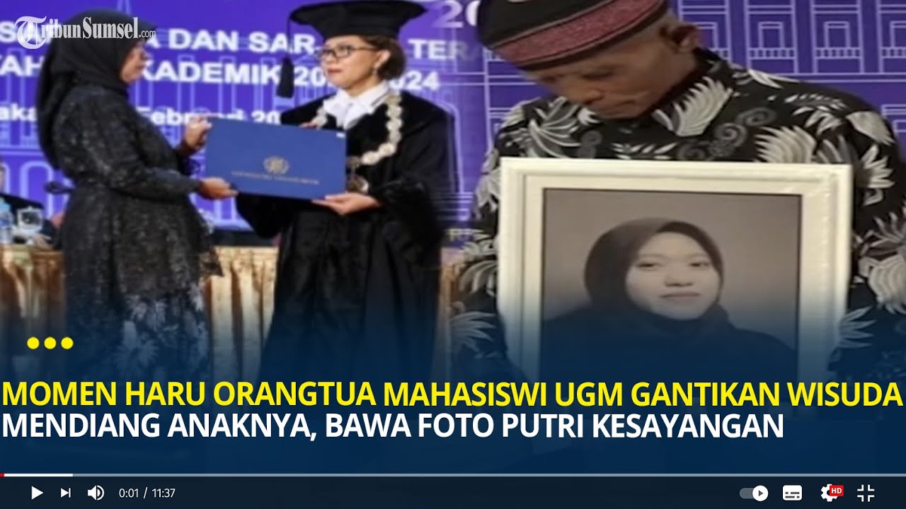 Momen Haru Orangtua Mahasiswi UGM Gantikan Wisuda Mendiang Anaknya, Bawa Foto Putri Kesayangan