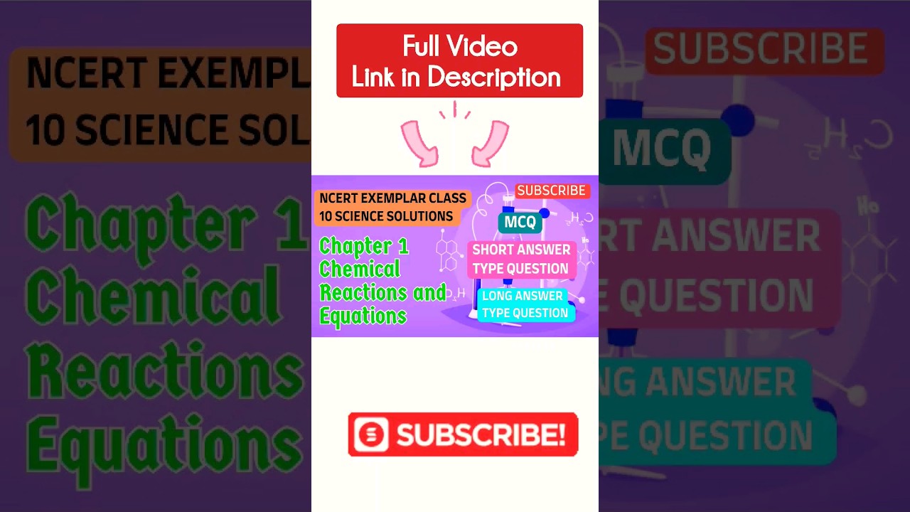 NCERT Exemplar Solutions Class 10 Science Chapter 1 Chemical Reactions and Equations #boardexam