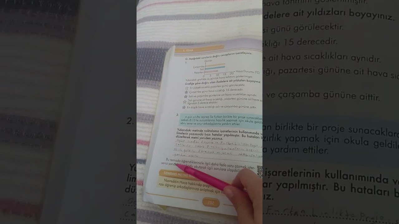 Türkçede ders kitabından 202 sayfasını yapıyoruz bugün