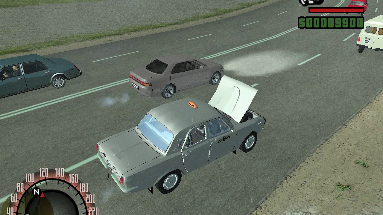 GTA Криминальная Россия - car chase scene ГАЗ-24-11 такси vs ВАЗ-2103