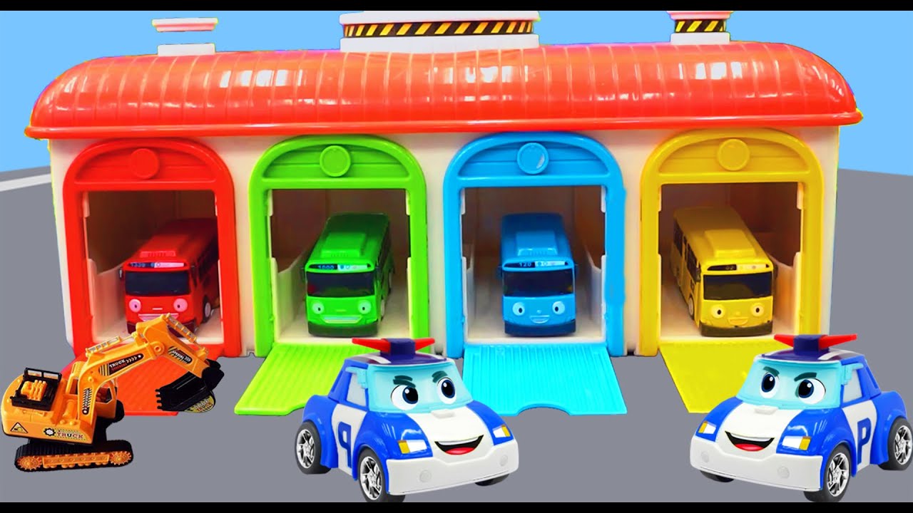 Car Garage Adventure | Tayo Bus, Police Car Rescue Mission | Dinky TV