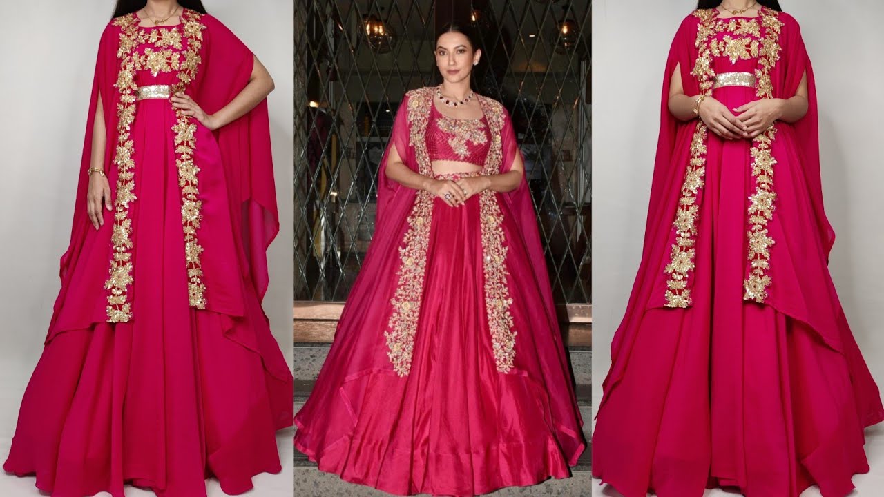 Gauahar Khan inspired party wear dress cutting and stitching/ long/jecket dress cutting & stitching