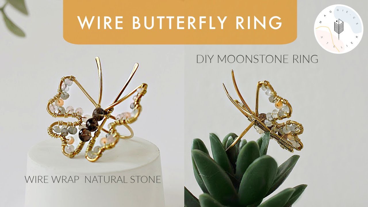DIY Butterfly Ring with Wire & Natural Moonstone | Making Wire wrap Jewelry