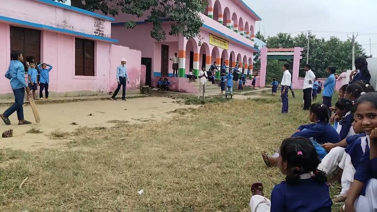 Student Playing cricket.. school internship U.M.S Tikaipur, Patna
