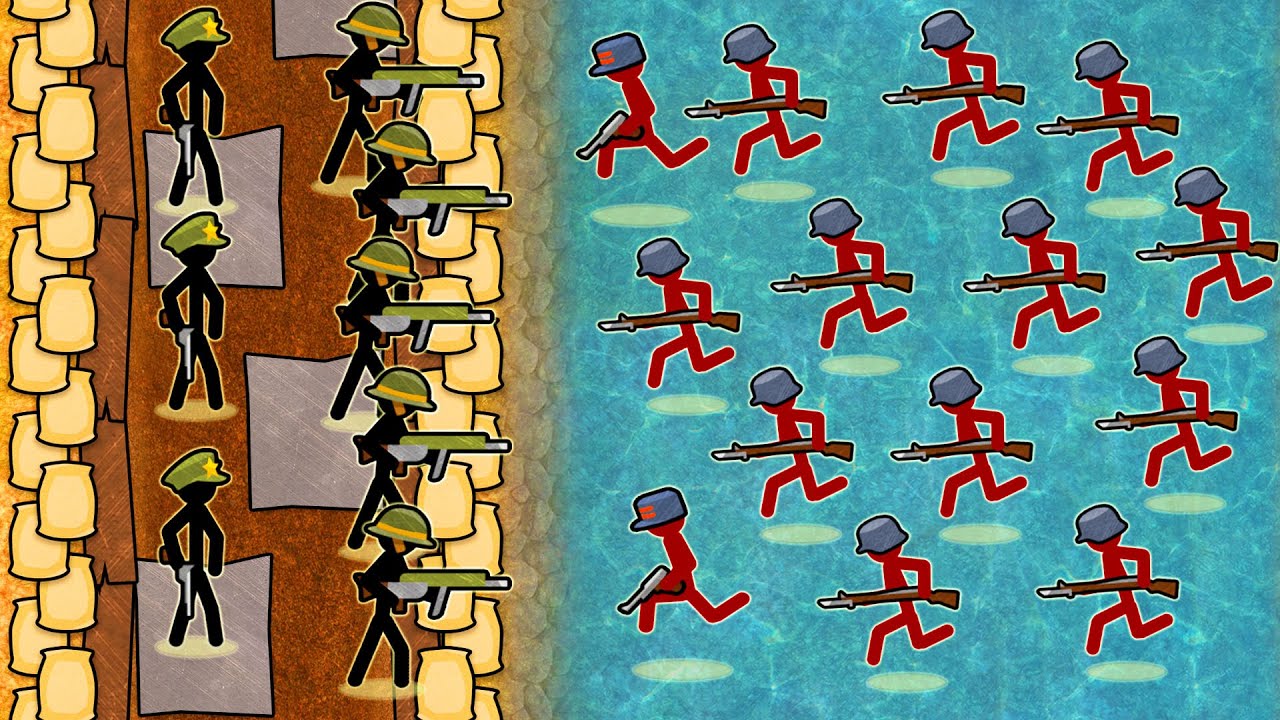 Endless WWI BEACH INVASION in NEW Stickman Trenches Battle Simulator!