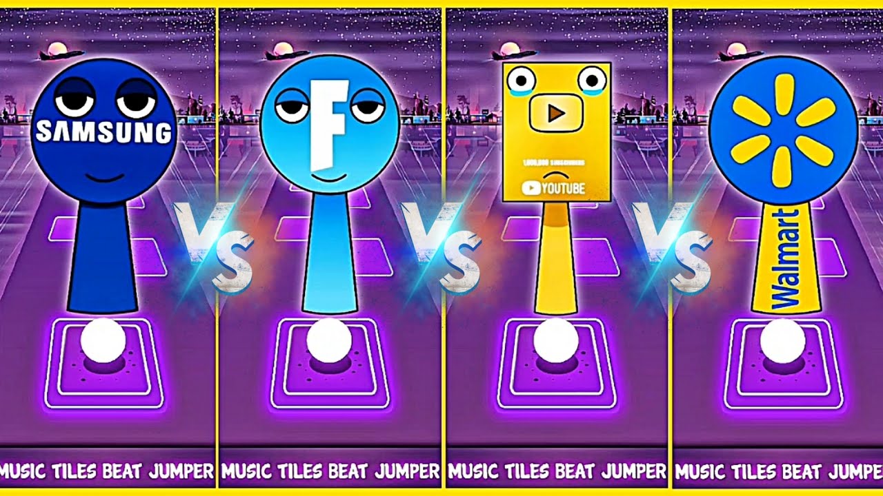 SPRUNKI OC SAMSUNG🆚FORTNITE🆚YOU TUBE PLAY BUTTON🆚 WALMART COFFIN DANCE SONG IN TILES hop