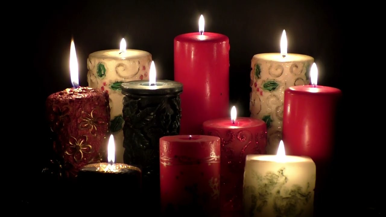 Vintage Christmas Candles in the Fireplace
