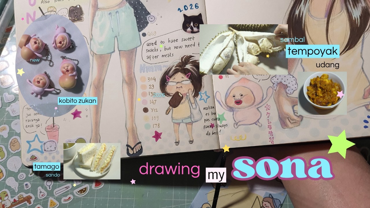 ART VLOG: draw my persona art, make sambal tempoyak, got new kobitos, tamago sando and life update