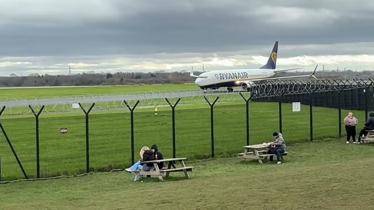 Boeing 737 taxing to gate Manchester AirPort