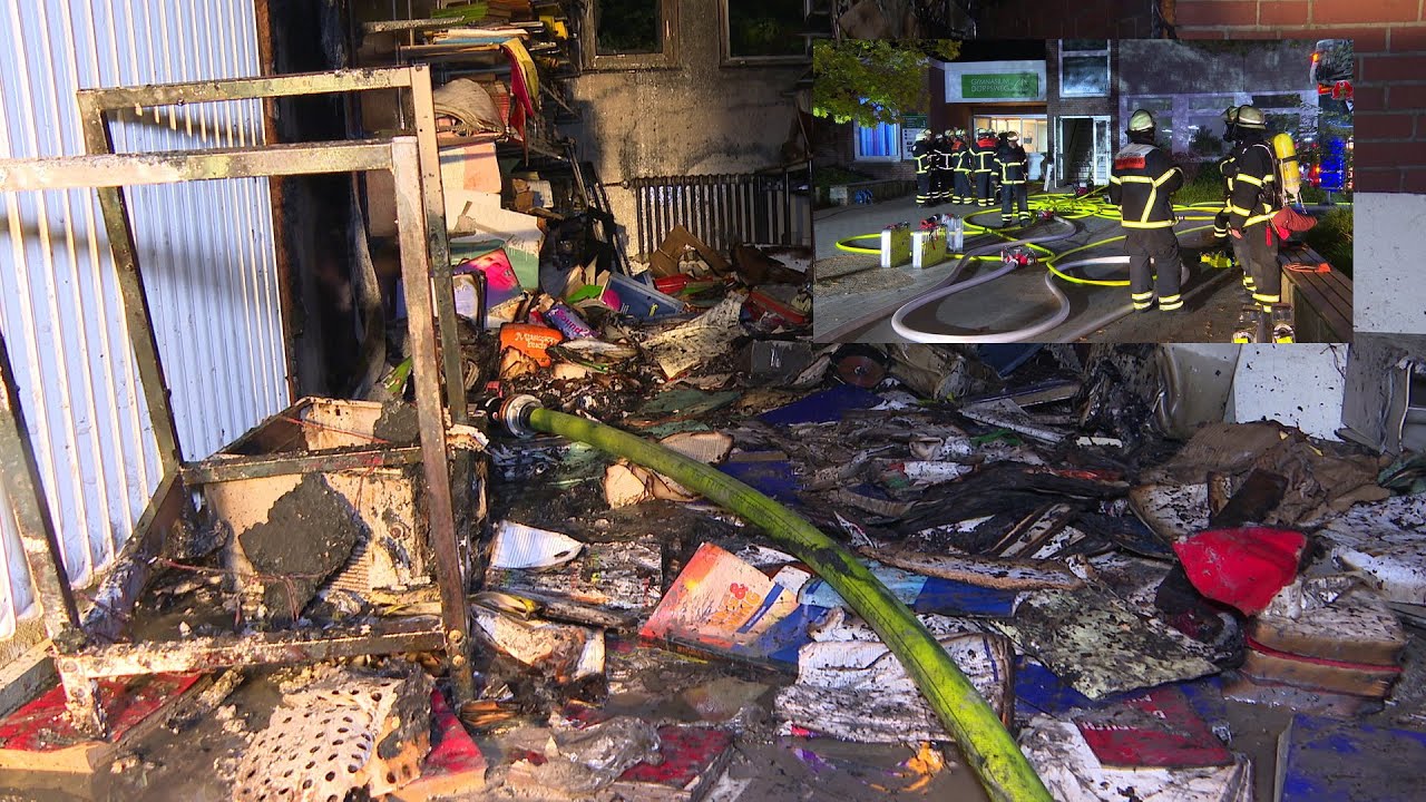 Feuer und Verwüstung in Gymnasium Dörpsweg [Hamburg Eidelstedt]