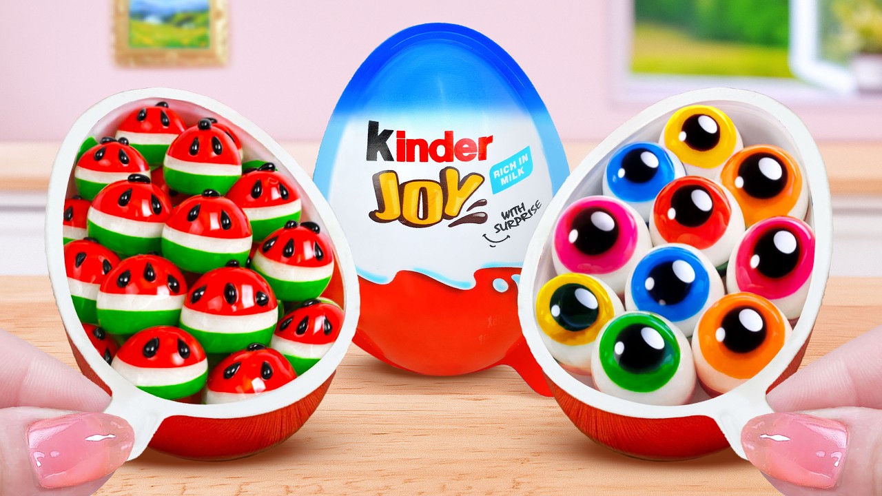 🍉Delicious Watermelon & Rainbow Jelly🌈Miniature Kinder Chocolate Cake Decorating | Sweet Baking