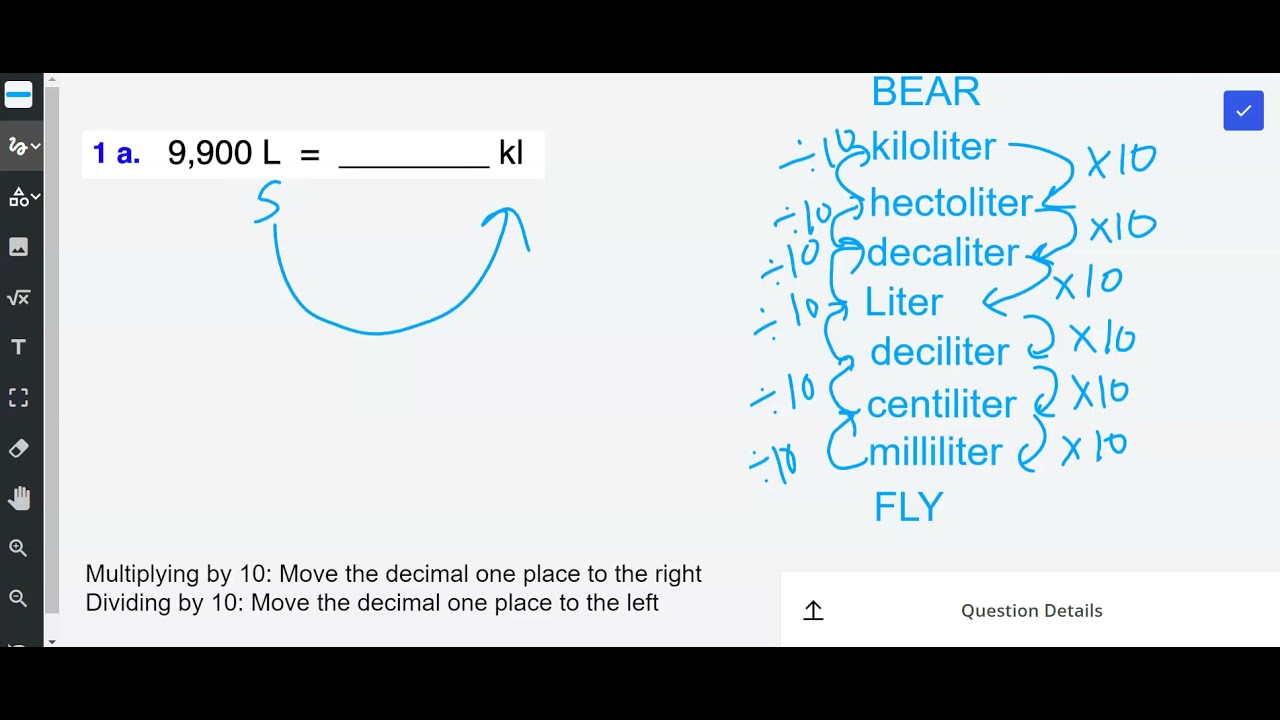 Example 1 Converting Liter to kiloliters