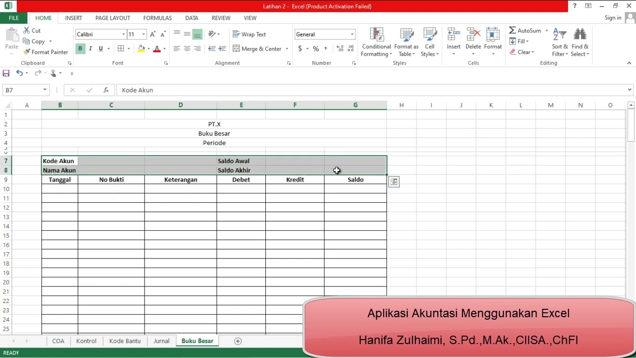 Aplikasi Akuntansi Excel - Buku Besar