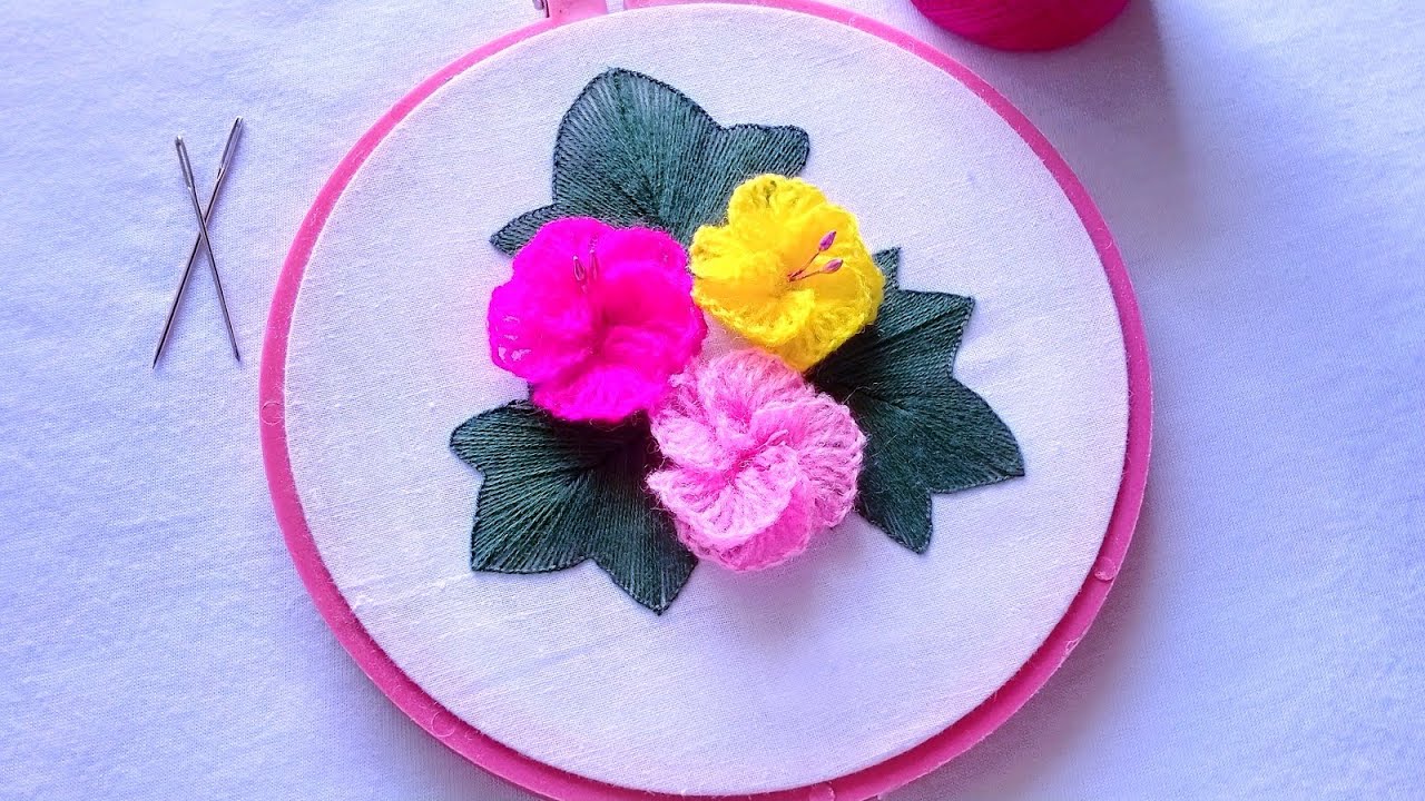 Tutorial Menyulam Bunga Kembang Sepatu Bagi Pemula (Hand Embroidery Tutorial)