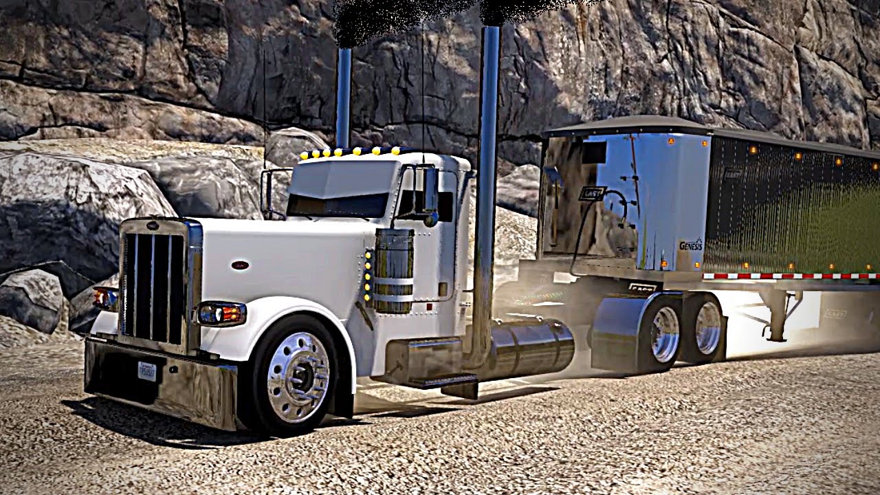 Straight Piped 389 Peterbilt  -  Jake Braking Big Cummins  (ATS American Truck Simulator Gameplay)