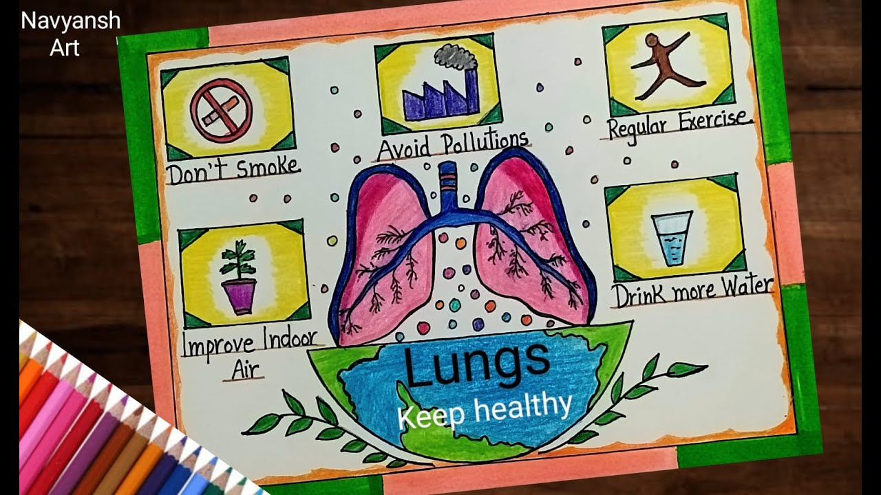 World Lungs Day poster drawing/How to draw and design catchy caption for World Lungs day