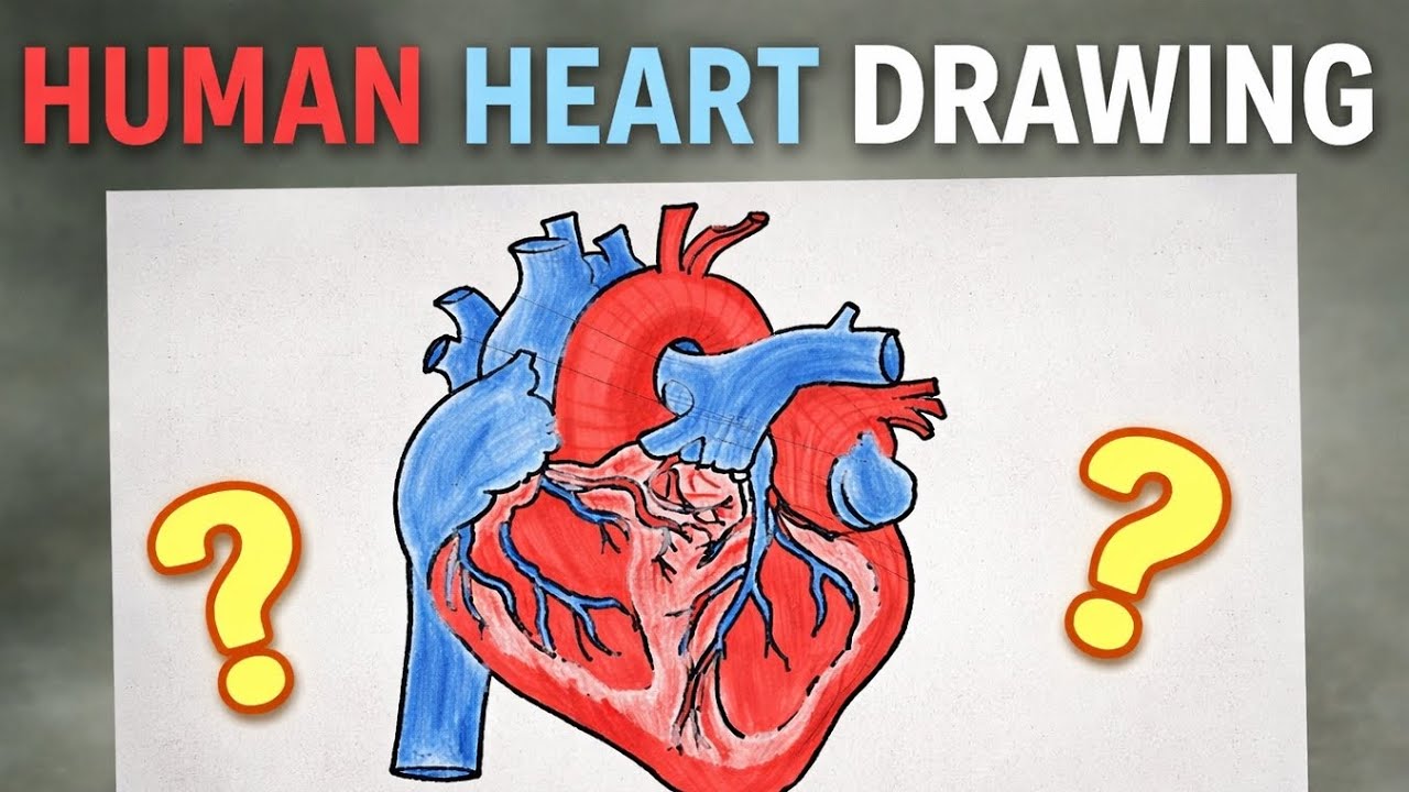 How to Draw Human Heart Easily🫀