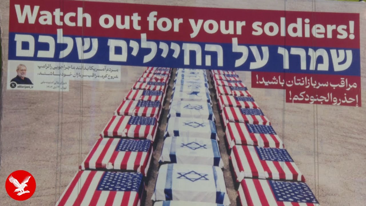 Chilling banners showing US and Israel coffins lining ground displayed in Tehran