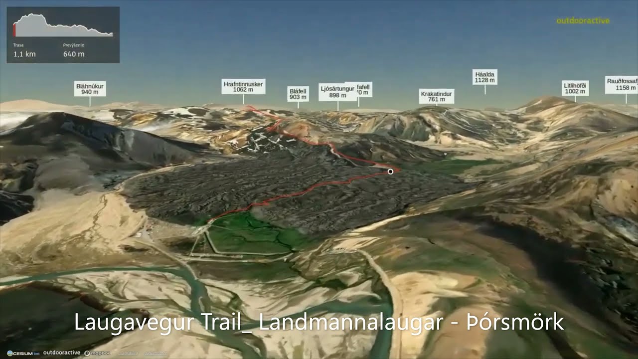 Laugavegur Trail: Landmannalaugar &ndash; &THORN;&oacute;rsm&ouml;rk ∆ hiking trails ∆ 3d-trail.com/iceland/