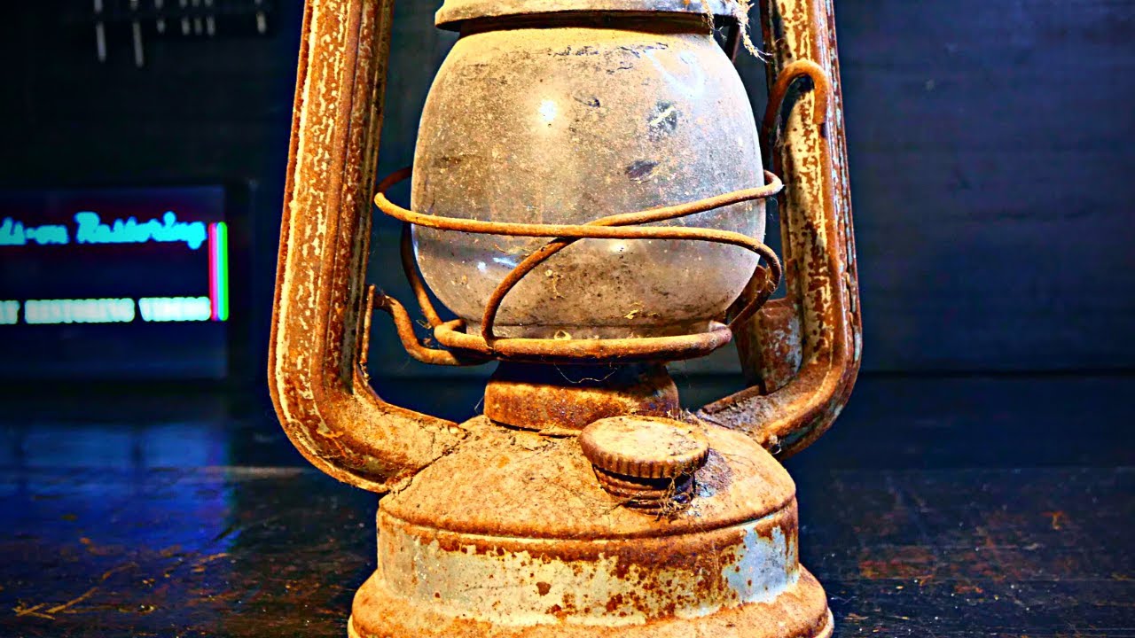 A Very Old  and Rusted Lamp Repair.