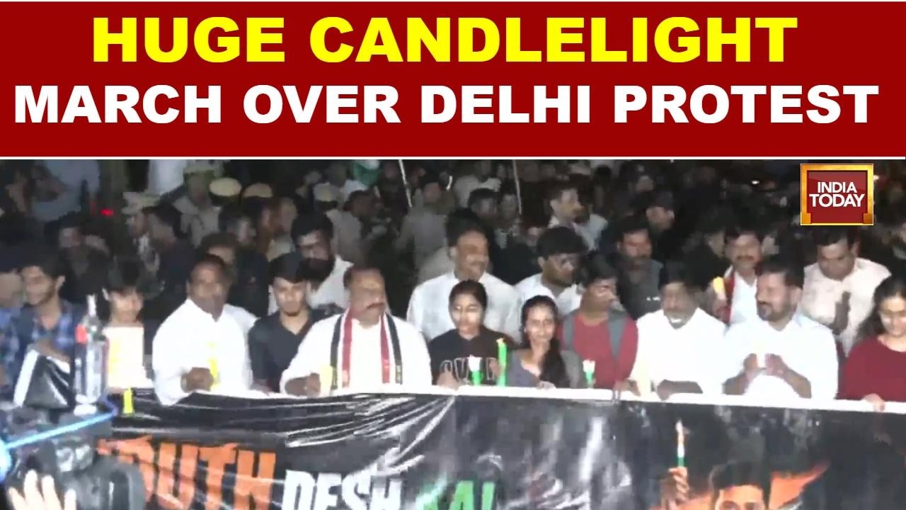 Telangana CM Leads Candlelight March Over Delhi Protest Crackdown, Targets Police Action | Watch