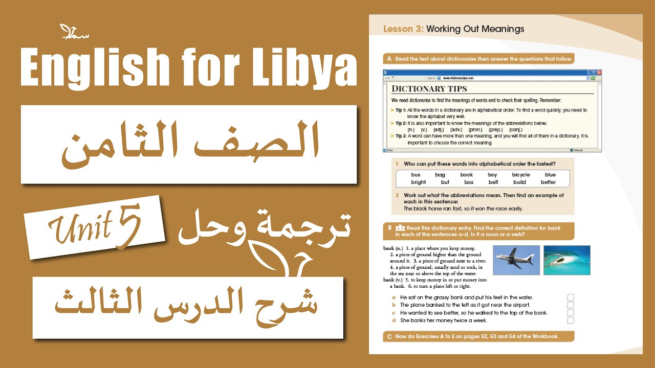انجليزي الصف الثامن الوحدة الخامسة الدرس الثالث | Working Out Meanings