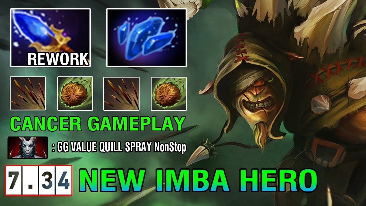 New Broken 7.34 [Bristleback] Rework Aghanim's Scepter + Shard Endless QUILL SPRAY Dota2