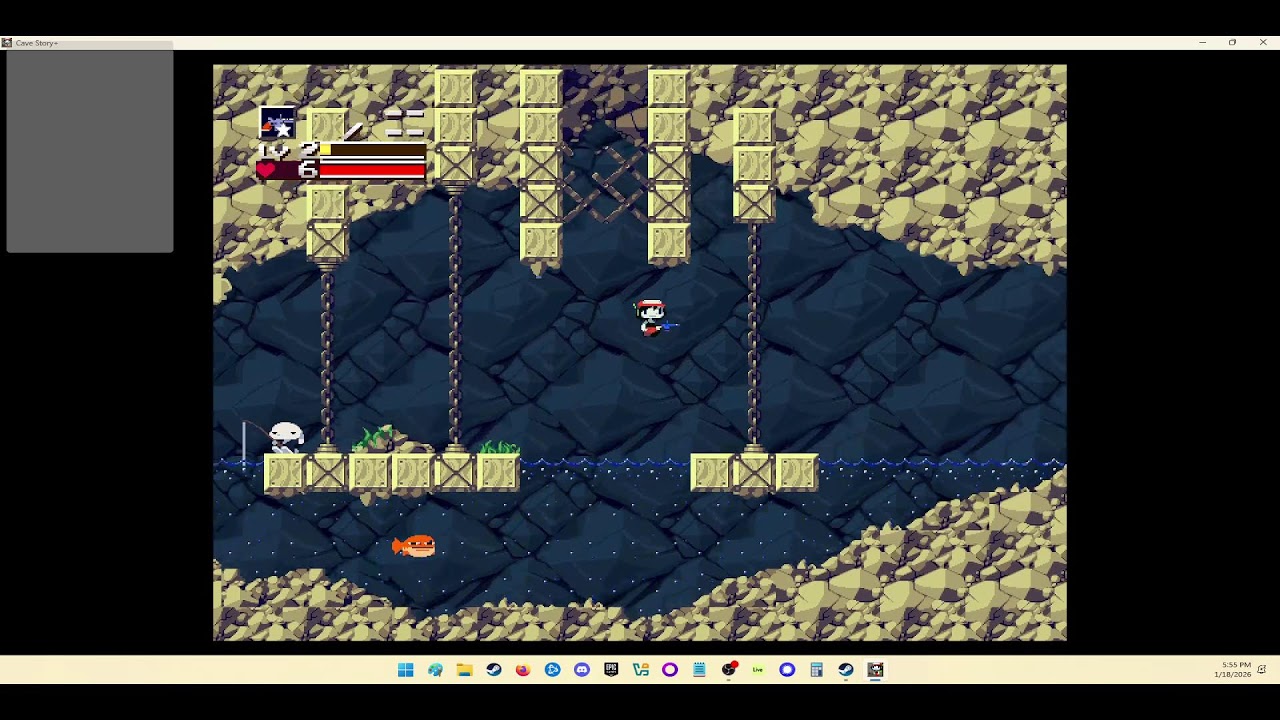 Cave Story+. forst ron. Classic metroidvania platformer thing. No commentary except maybe !s TTS
