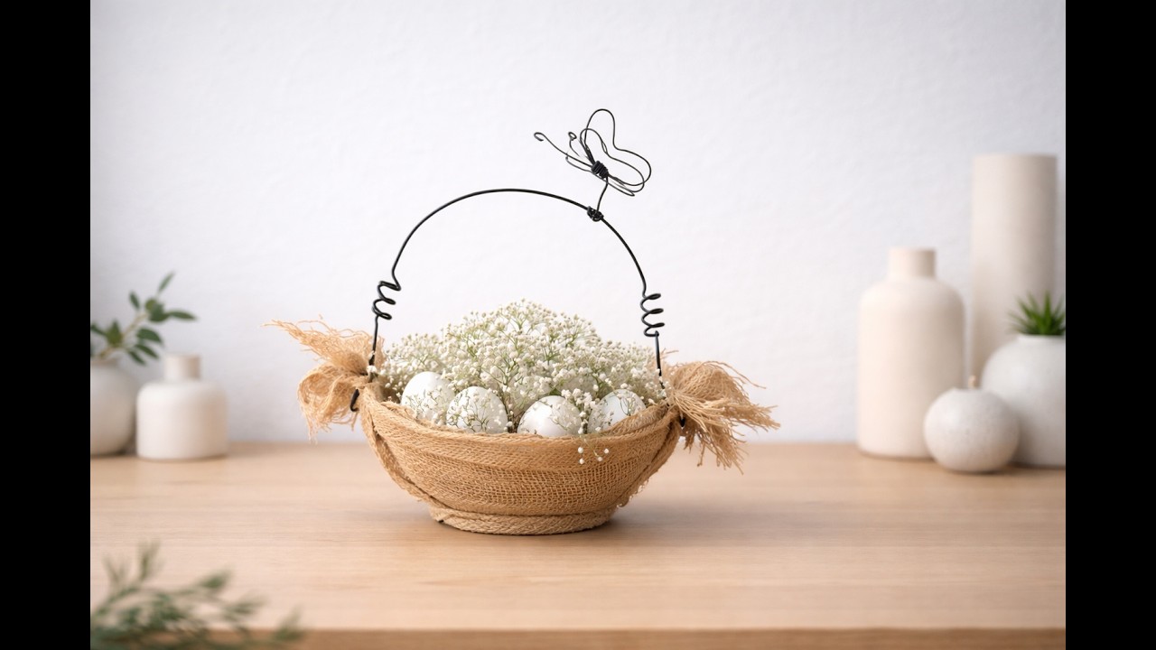 DIY Dekorativer Korb aus Jute, Kordel und Draht | Moderne Dekoidee