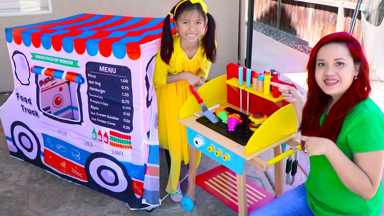 Wendy Juega con Camion de Comida y Parilla de Barbacoa | Ninos Comer Comida Saludable
