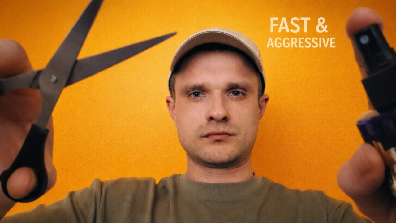 ASMR Fast & Aggressive Haircut (Strong Tingles)