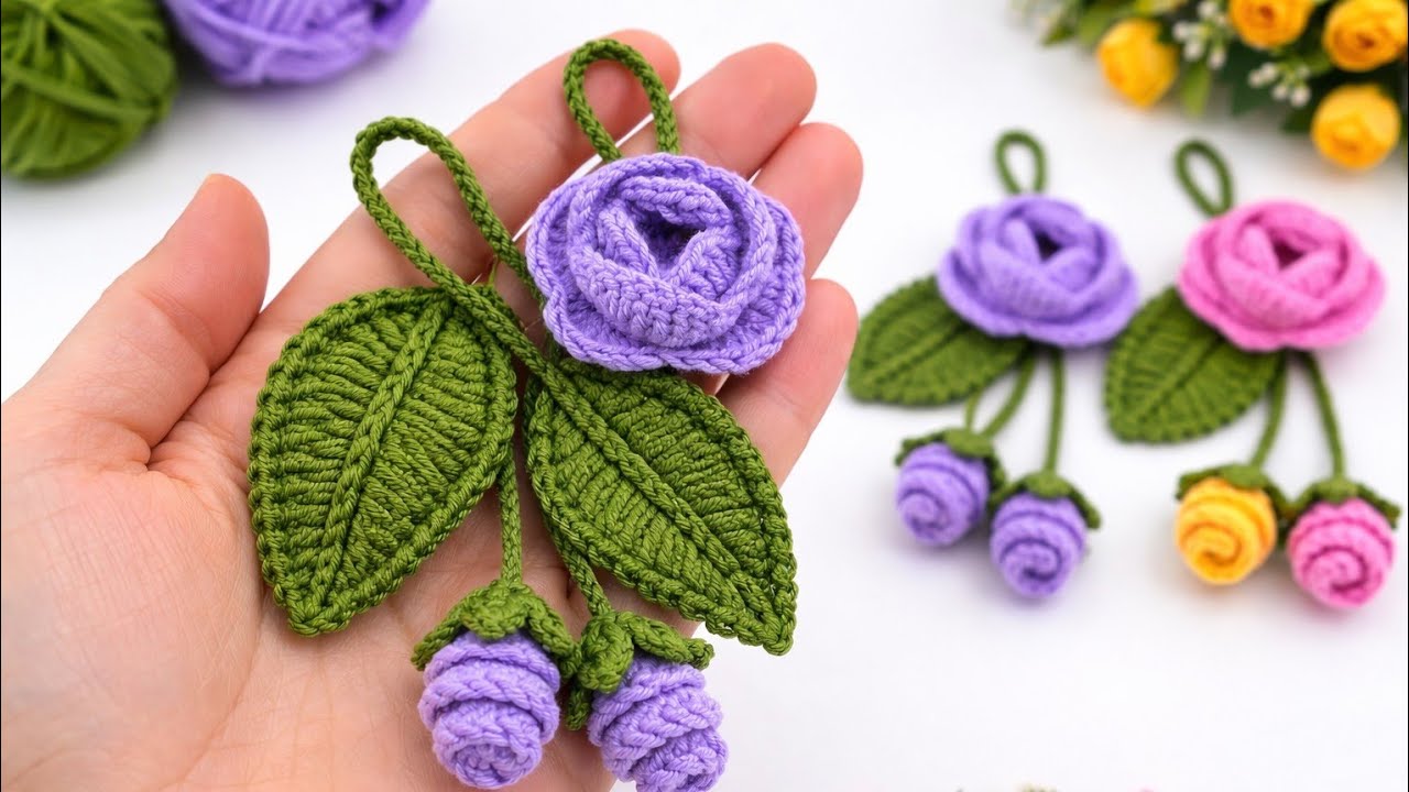 Easy Crochet Flower Keychain 🌷 Tulip Design | Perfect to Sell