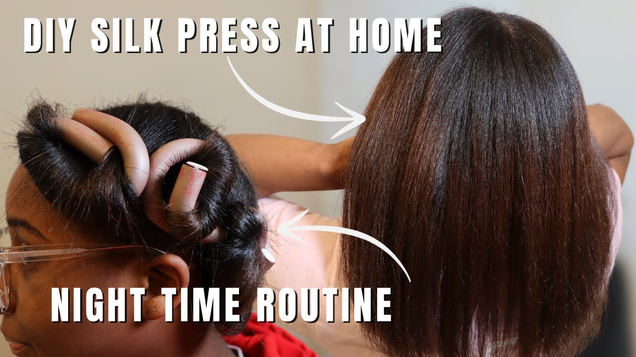 how to do a silk press at home + flexi rod night time routine to preserve your curls, salon results