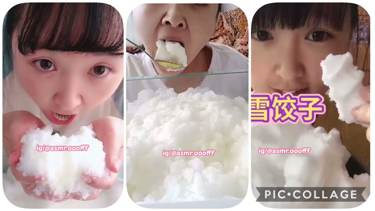 ONLY BITES her spoonful fluffy soft ice eating