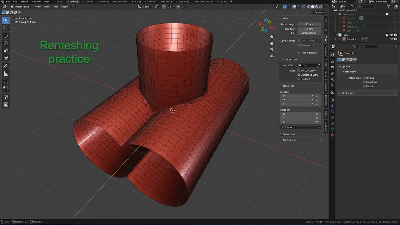 26. Blender modeling practice #4(Remeshing pipes). Enjoy Blender!