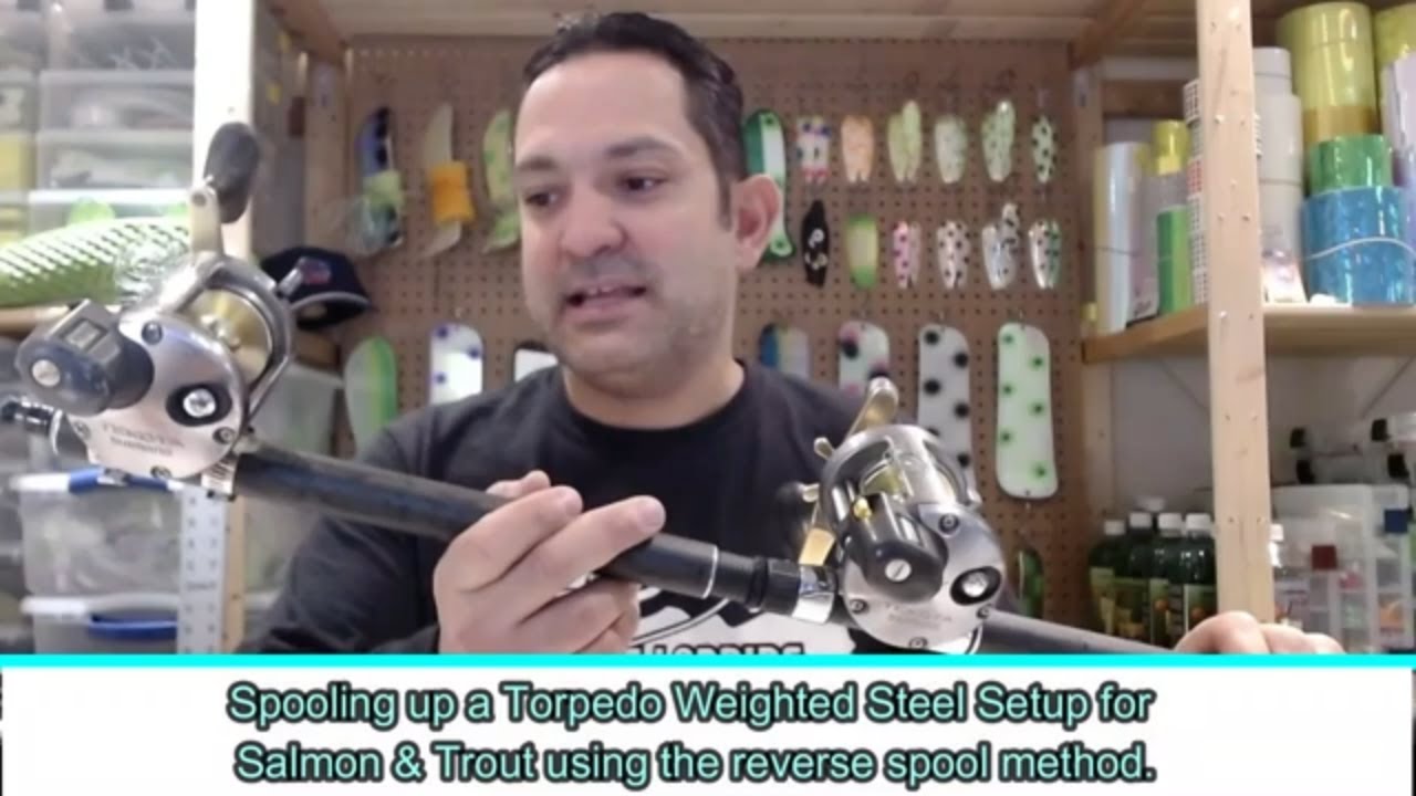 Spooling Torpedo Weighted Steel using the reverse spool method.  #SalmonFishing #GreatLakes #Torpedo