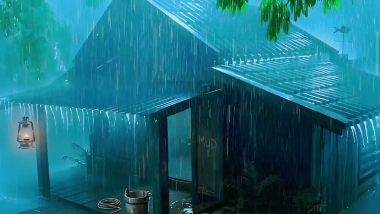 Heavy Rain on Tin Roof at Night 🌧️ Cozy Cabin Rain Sounds for Deep Sleep & Relaxation