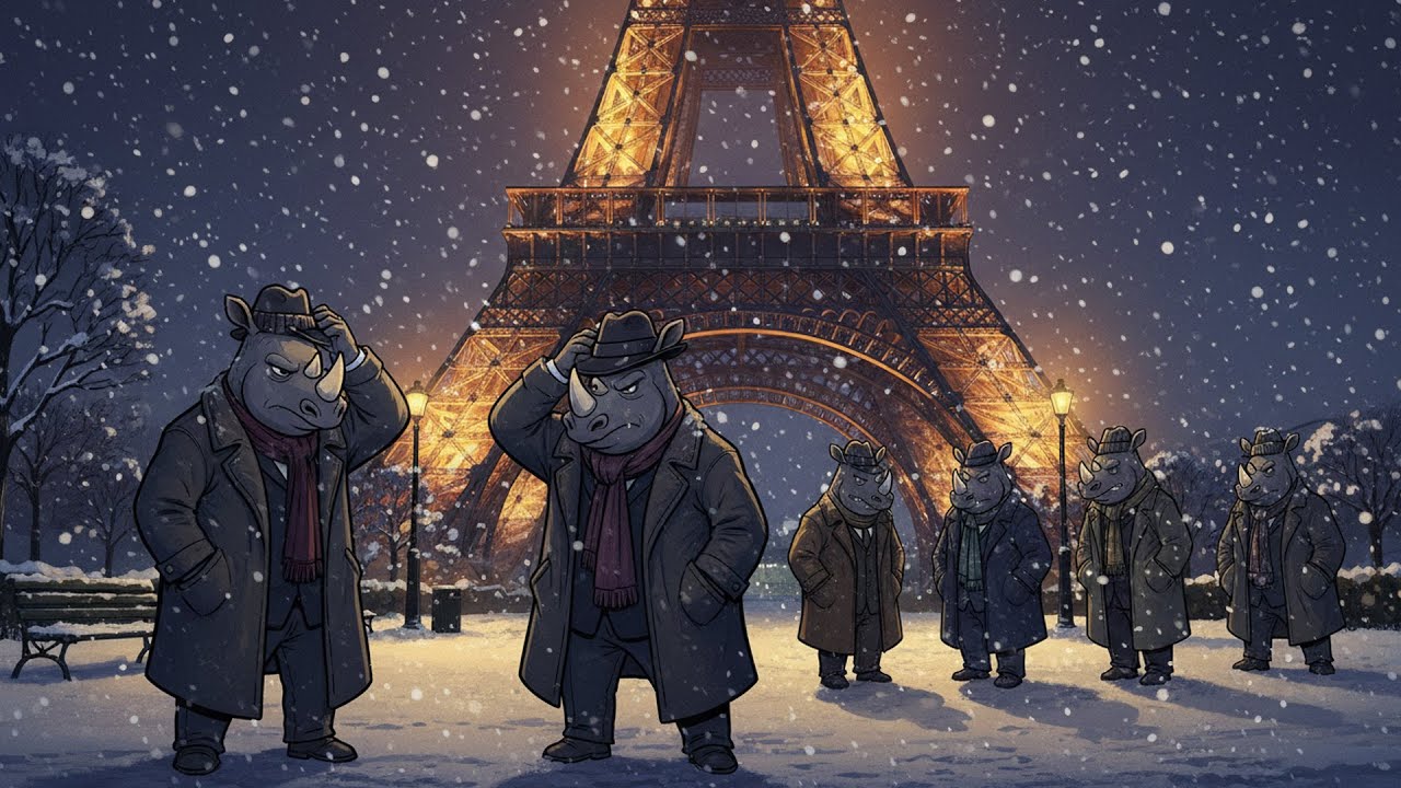 Snowy Paris Rhino Gang 🎩❄️ Hard Bop Jazz Night Music for Study & Work