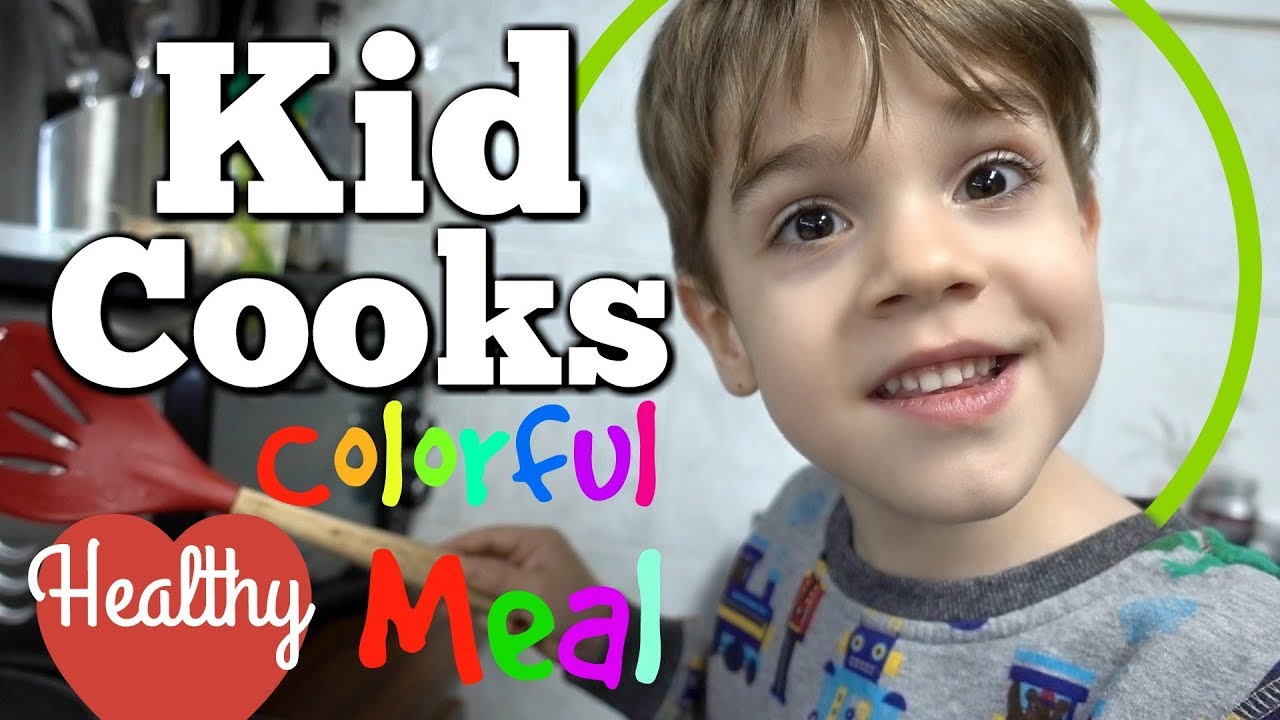 Kid Cooks a Colorful Healthy Meal to Eat