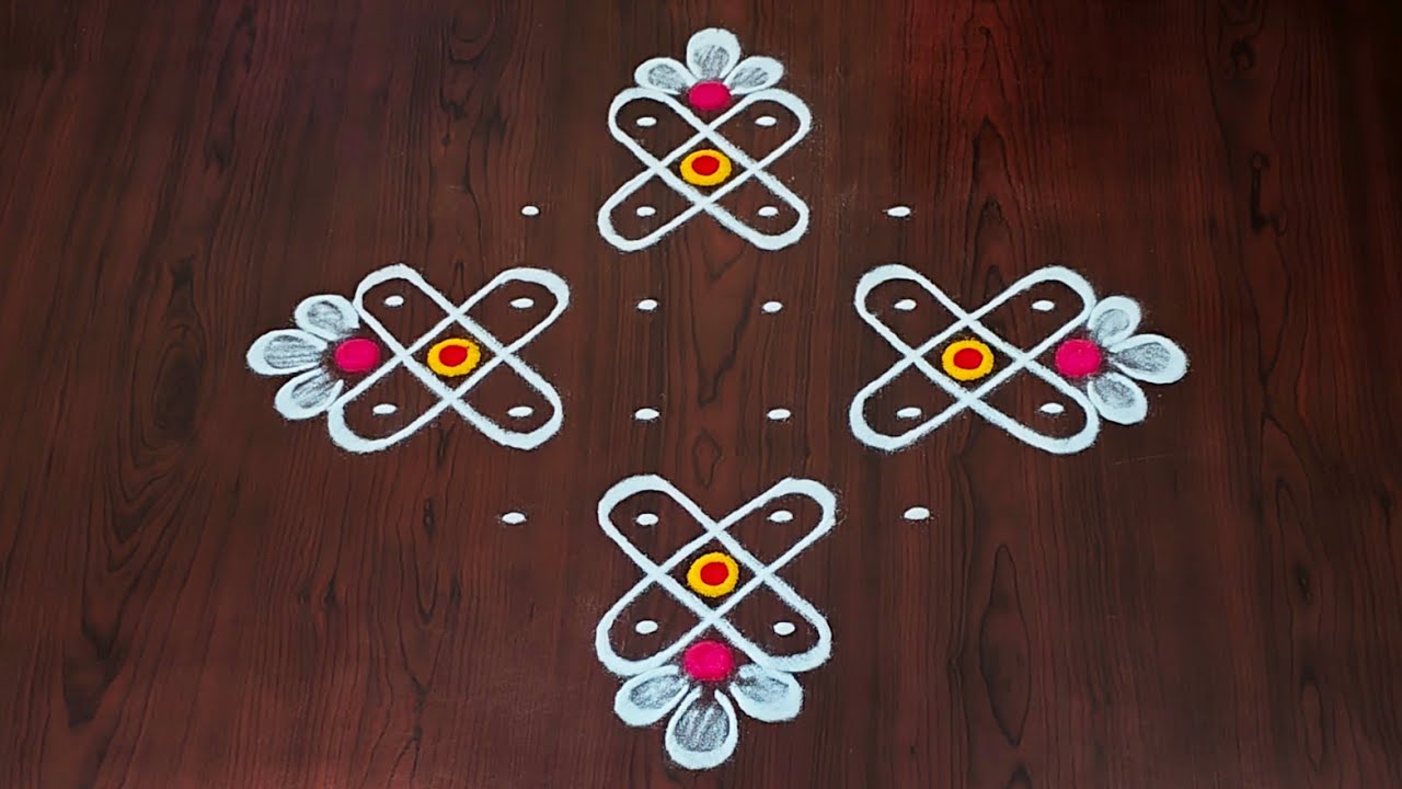 6×2dots easy rangoli|daily muggulu|thipkyanchi,festival rangoli|simple rangoli kolam#Nice Rangoli