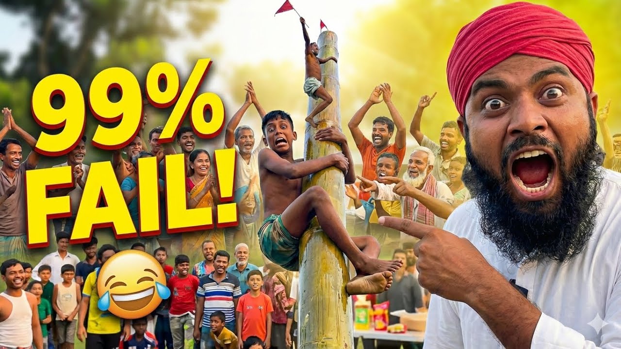 World's Funniest Oily Bamboo Challenge! 😂 (99% FAIL!) | Village vs. Slippery Bamboo! Game No: 06