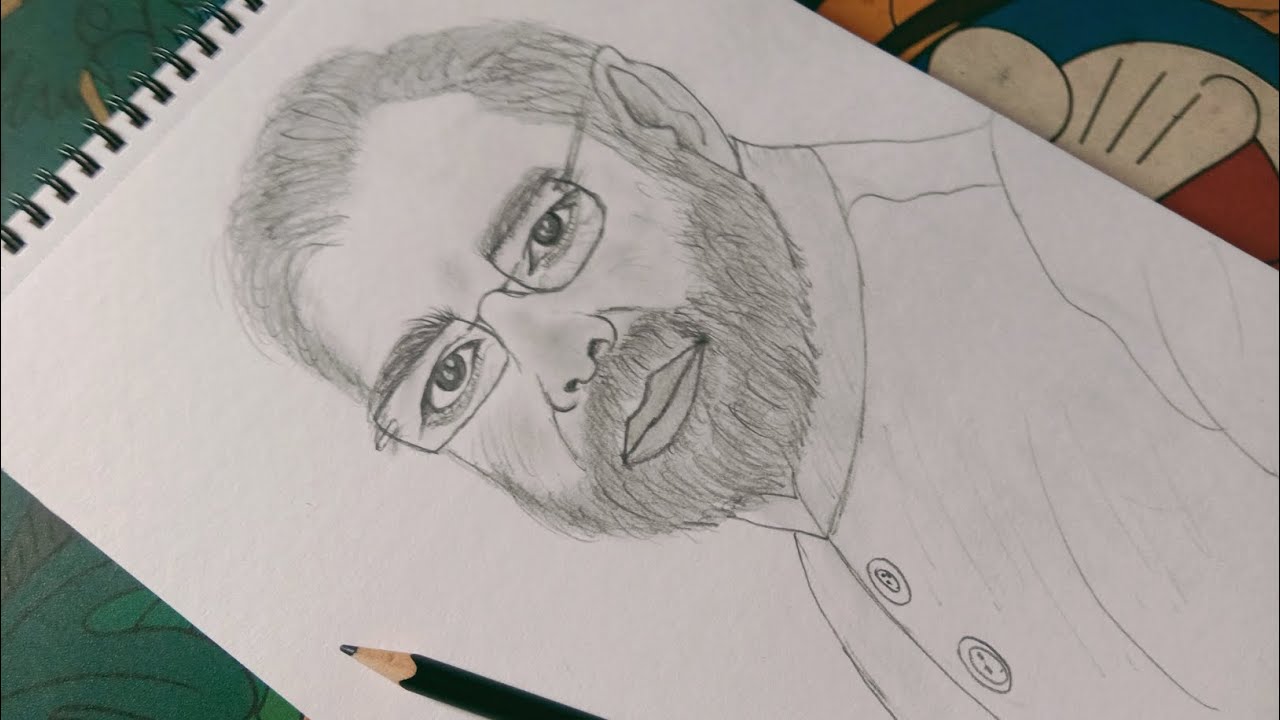 Free hand, how to draw pm Narendra Modi drawing step by step | outline drawing Narendra Modi