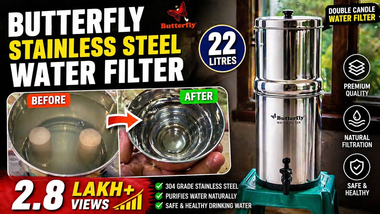 Butterfly Stainless Steel Water Filter Demo |  Double Candle Water Filter