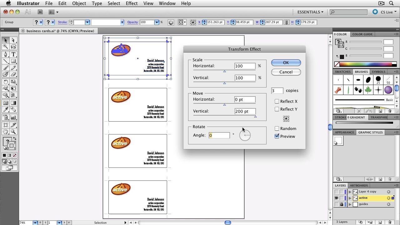 Automatic Business Cards in Illustrator