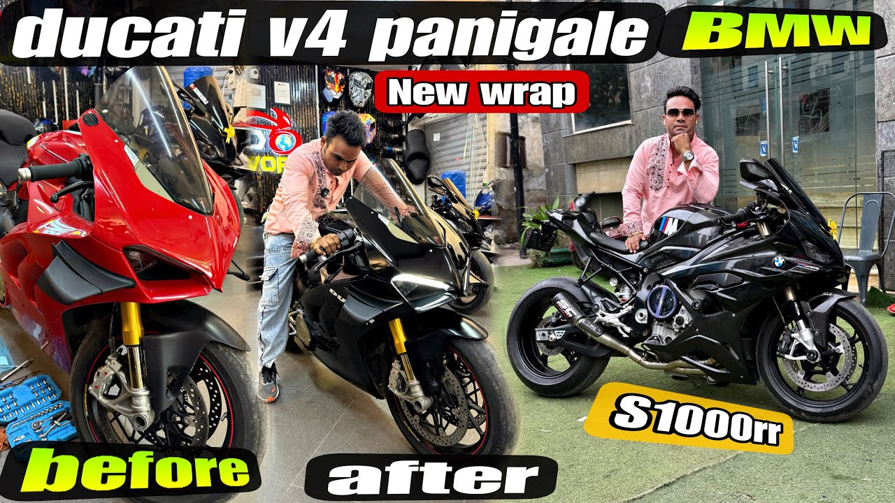 Ducati ko kar Diya  black look amazing 🤩 | ￼￼Ducati V4 vs BMW S1000RR: The Ultimate Track Wrap-Up |