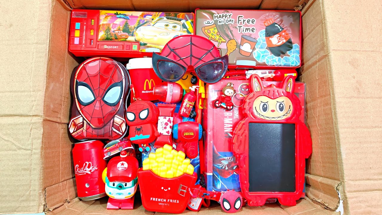 Unboxing Classic Red Stationery 📚, Pencil Box, Desk Lamp, Writing board, Coin bank, Geometry, Eraser