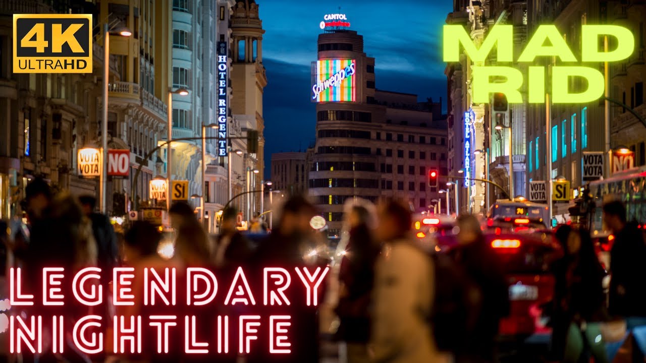 [4K] Madrid night walk, legendary movida and nightlife in Chueca, Malasaña, Letras, Sol, Latina