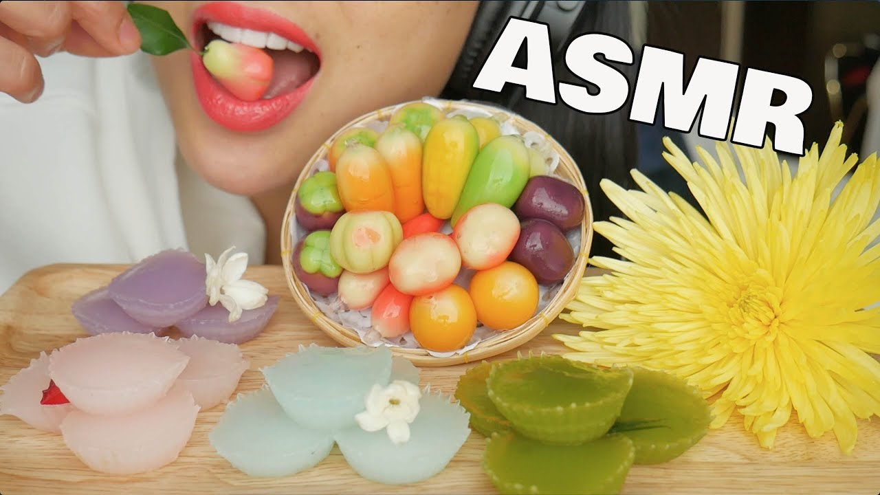 ASMR DELICATE THAI DESSERT ขนมลูกชุบ ขนมชั้น (SOFT STICKY EATING SOUNDS) NO TALKING | SAS-ASMR