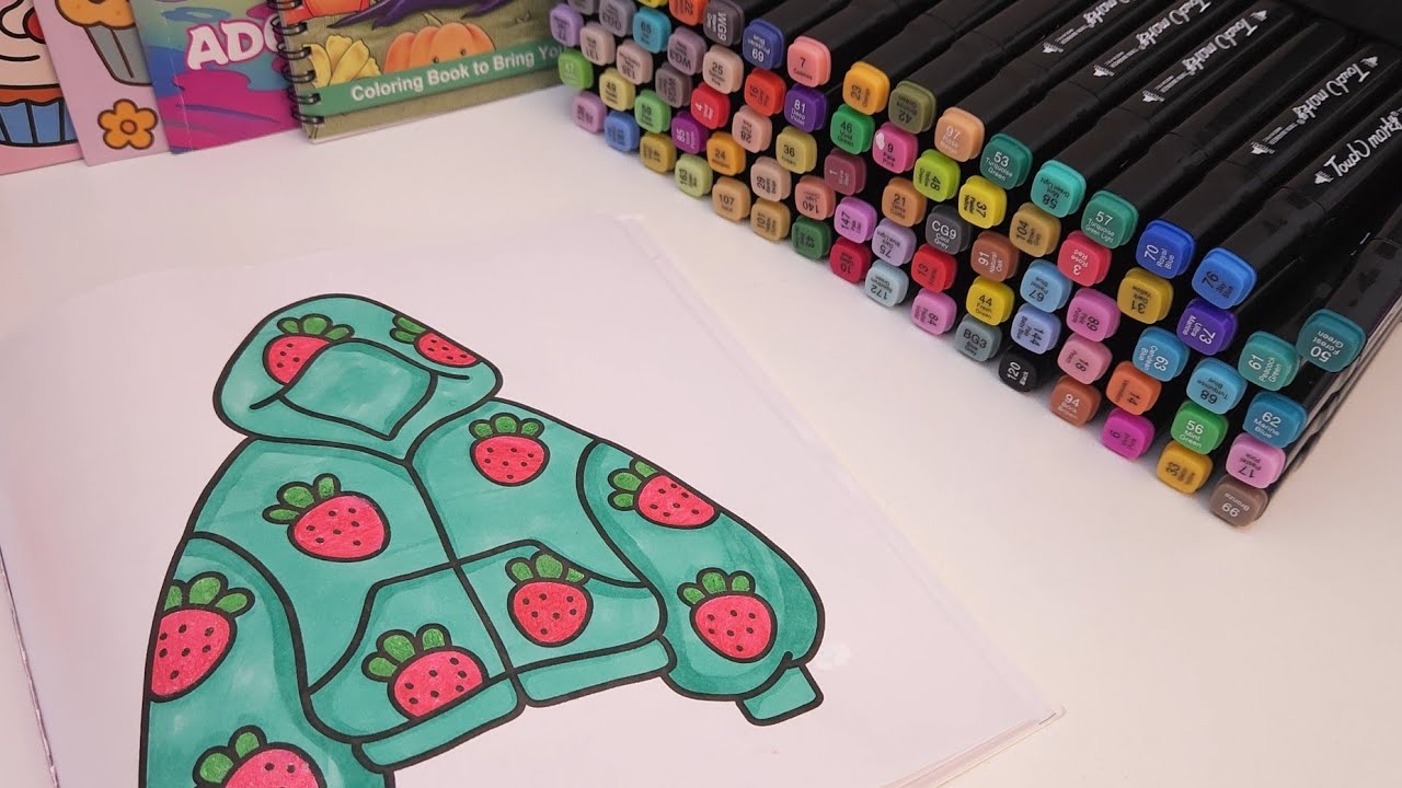 ASMR Colouring Book | Glittery Strawberry Hoodie 🩵🍓✨️