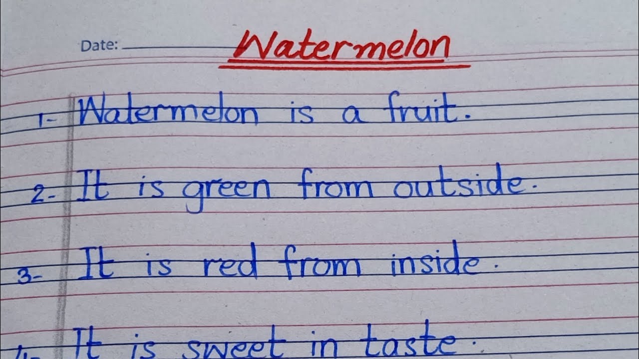 10 Lines English essay on Watermelon 🍉/ short essay writing about watermelon #10linesessay #english